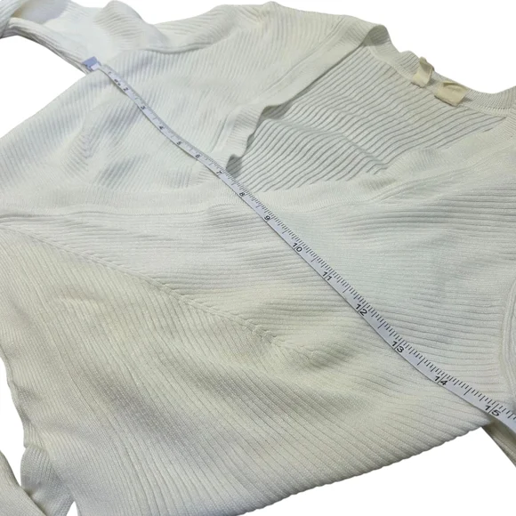 Anthropologie Cream Ribbed Knit Fabric Wrap Cardigan, Moth Brand - Picture 3 of 5